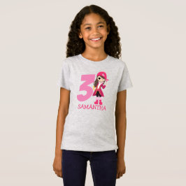 GIRL Rosa Födelsedagsfest Pirat 3:e Namn T-Shirt