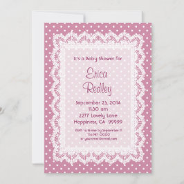 GIRL Rosa Polka dots Baby Shower V17A Inbjudningar