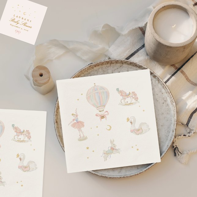 Girl Rosa Princess Fairytale Ballerina Baby Shower Pappersservett (Skapare uppladdad)