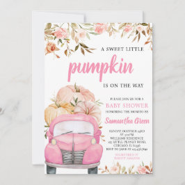 Girl Rosa Pumpkin Lastbil Baby Shower Inbjudningar
