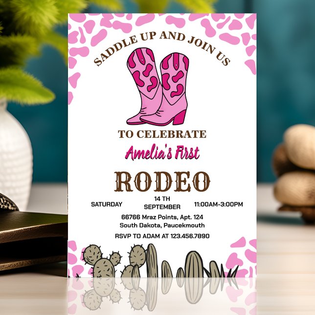 Girl Round First Rodeo 1:a Party-födelsedagen Inbjudningar (Skapare uppladdad)