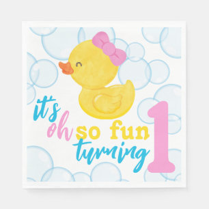Girl Rubber Anka Turning One First Birthday Pappersservett