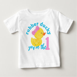 Girl Rubber Ducky Du är första födelsedagen T Shirt