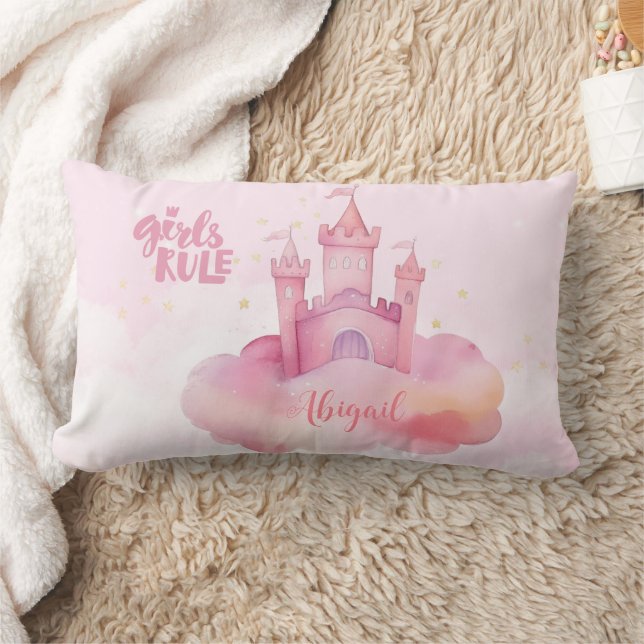 Girl Rule Palace på Rosa Cloud Lumbarkudde (Filt)