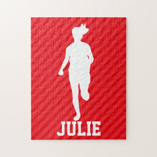 Girl Running; Scarlet Red Rand Pussel (Vertikal)