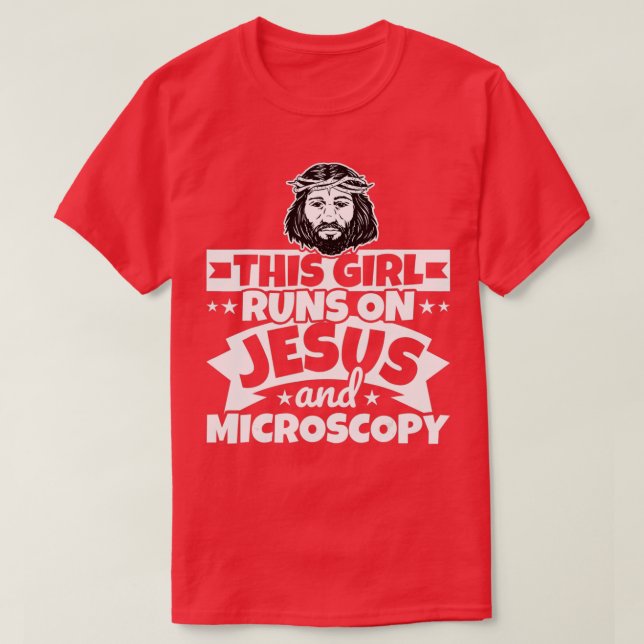 Girl runs on Jesus and Microscopy  T Shirt (Design framsida)