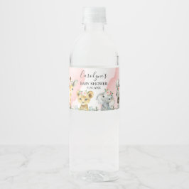 Girl Safari Animal Baby Shower-inbjudan Greenery Vattenflaskor Etikett