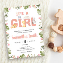 Girl Safari Animal Baby Shower
