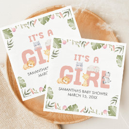 Girl Safari Animal Baby Shower  Pappersservett