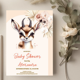 Girl Safari Animals Baby Shower Inbjudningar