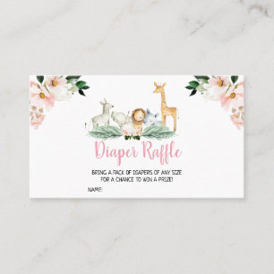 Girl Safari Animals Baby Shower Raffle Visitkort
