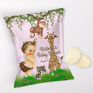 Girl Safari Baby Shower Chip Bag Wrappers Reklamblad