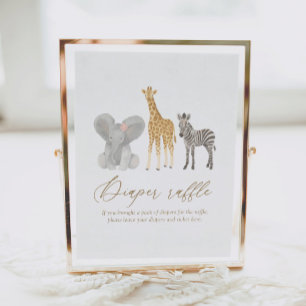 Girl Safari Baby Shower Diaper Raffle Sign Poster