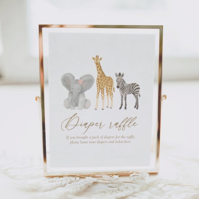 Girl Safari Baby Shower Diaper Raffle Sign Poster (Skapare uppladdad)
