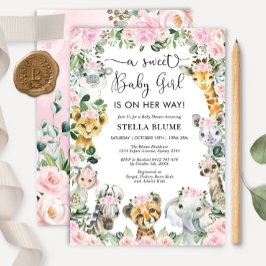 Girl Safari Baby Shower Invitation, Wild Jungle An Inbjudningar