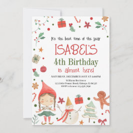 Girl Santa Elf Birthday Inbjudningar