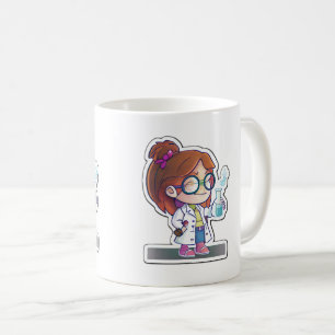 Girl Scientist Sticker Art Classic Mugg, 11 oz Kaffemugg