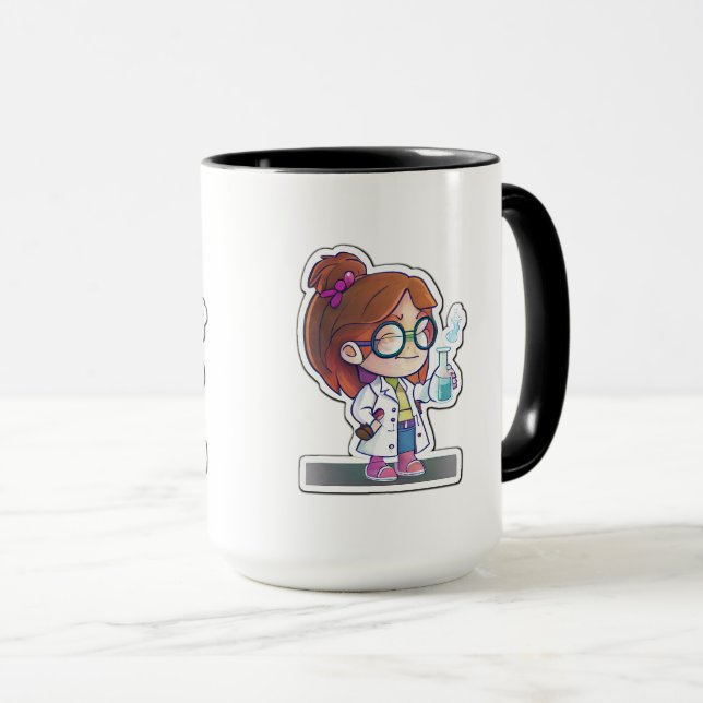 Girl Scientist Sticker Art Combo Mugg, 15 oz Mugg (Framsida höger)