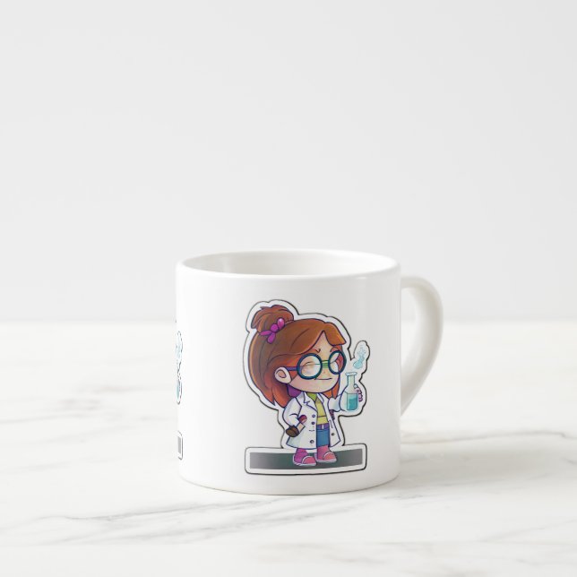 Girl Scientist Sticker Art Espresso Mugg Espressomugg (Framsida höger)