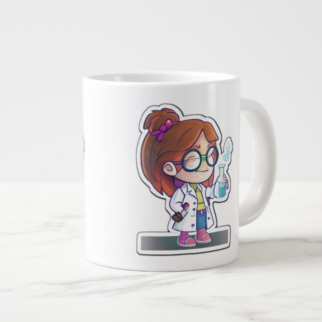 Girl Scientist Sticker Art Jumbo Mugg (Framsida höger)