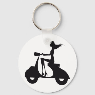 Girl Scooter Black Nyckelring