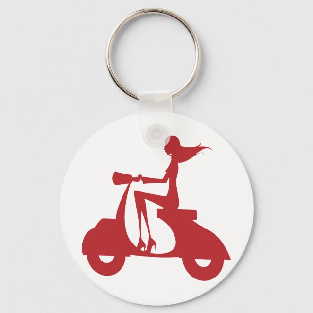Girl Scooter red Nyckelring (Framsida)