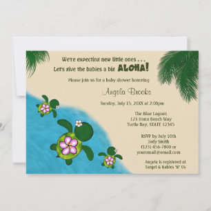 GIRL Sea TURTLE Baby Shower Inbjudan TWIN (Honu) 0