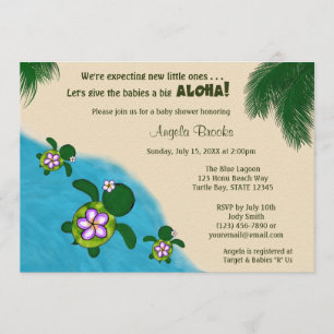 GIRL Sea TURTLE Baby Shower Inbjudan TWIN (Honu) 0
