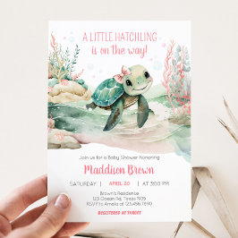 Girl Sea Turtle Baby Shower Inbjudningar