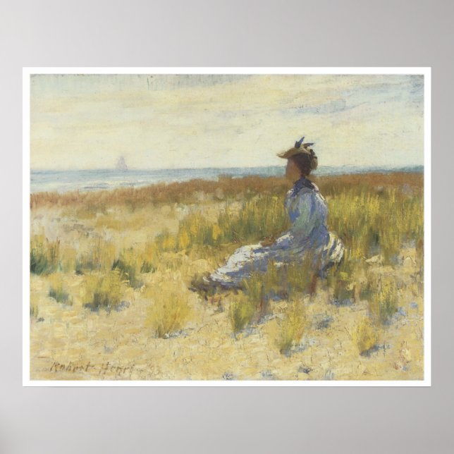 Girl Seated by the Sea, 1893 Robert Henri Poster (Framsidan)
