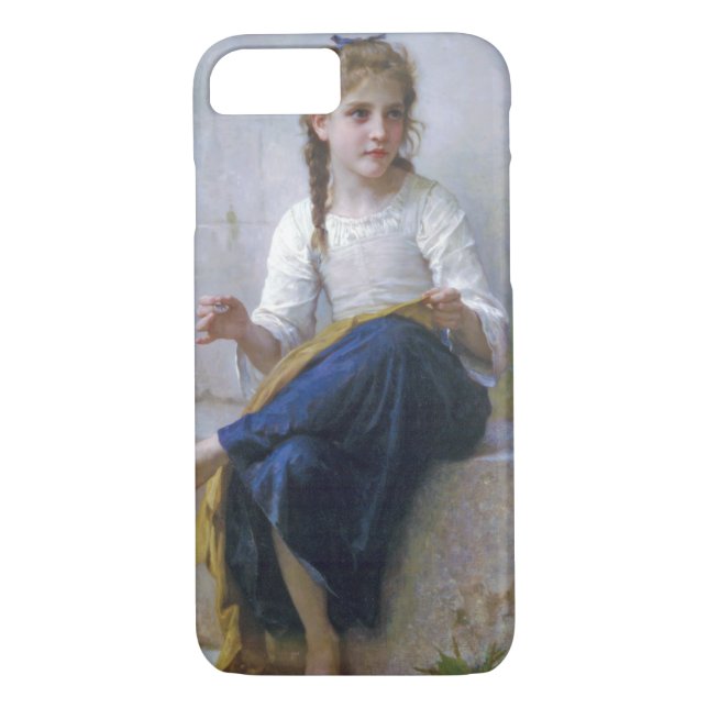 Girl Sewing, Bouguereau Case-Mate iPhone Skal (Baksida)
