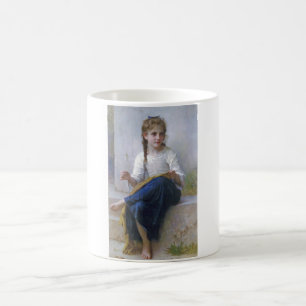 Girl Sewing, Bouguereau Kaffemugg