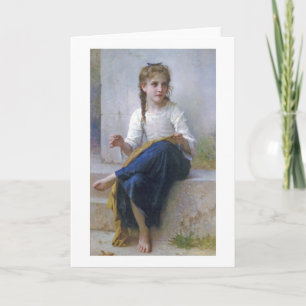 Girl Sewing, Bouguereau Kort