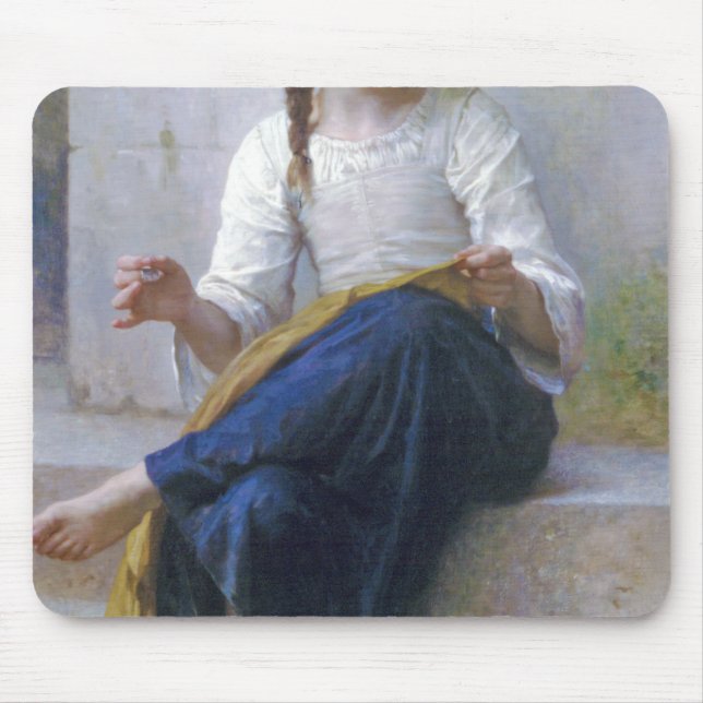 Girl Sewing, Bouguereau Musmatta (Framsidan)