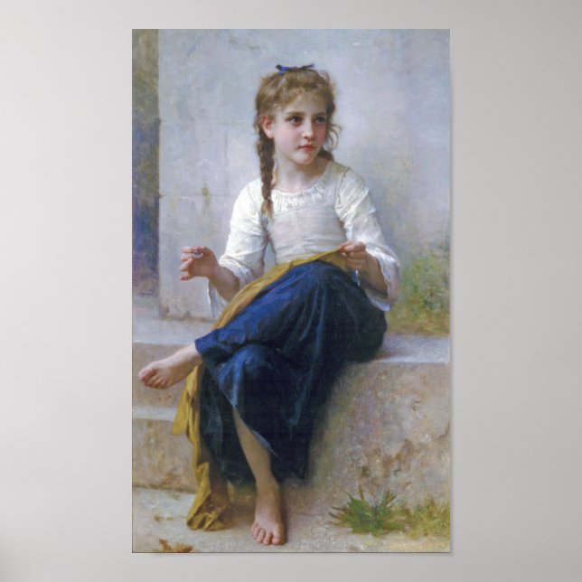 Girl Sewing, Bouguereau Poster (Framsidan)
