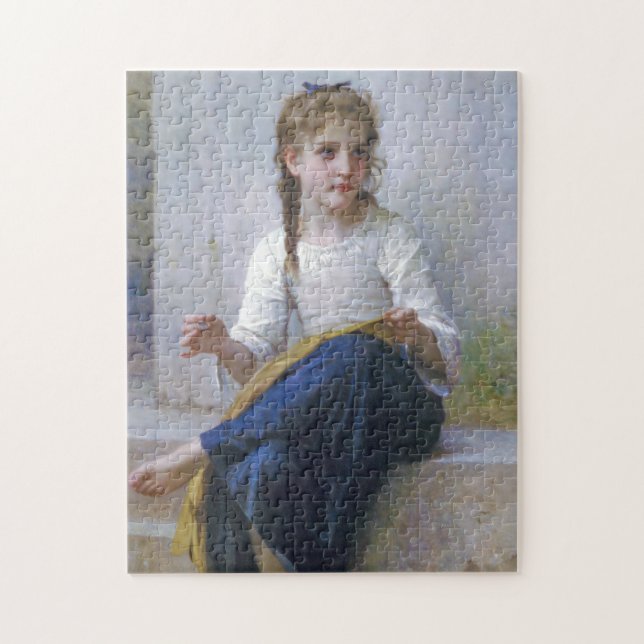 Girl Sewing, Bouguereau Pussel (Vertikal)