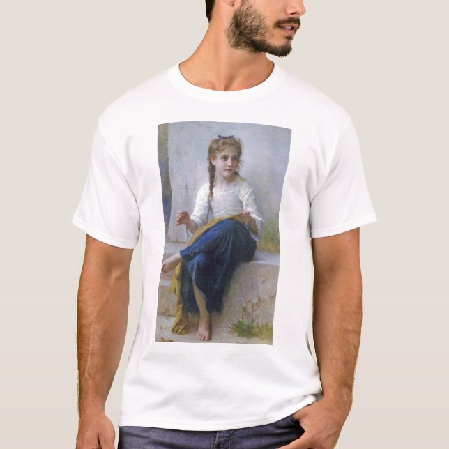 Girl Sewing, Bouguereau T Shirt (Framsida)