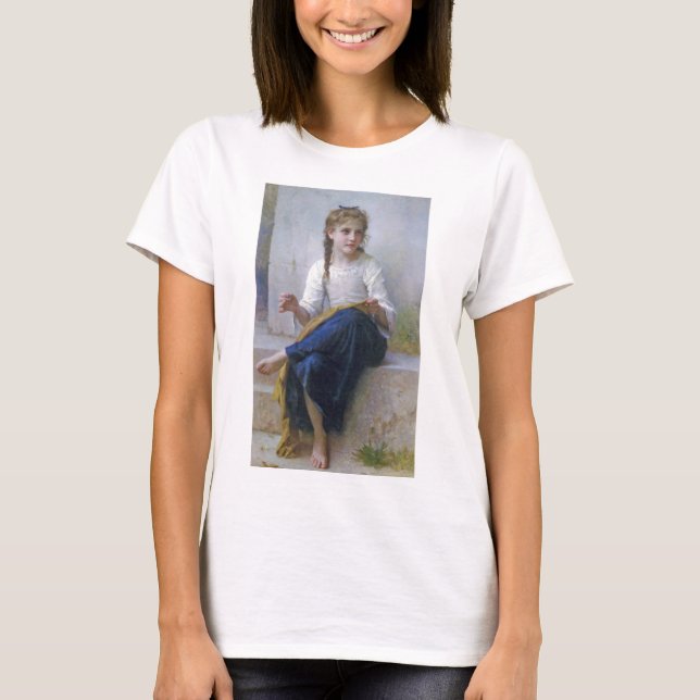 Girl Sewing, Bouguereau T Shirt (Framsida)