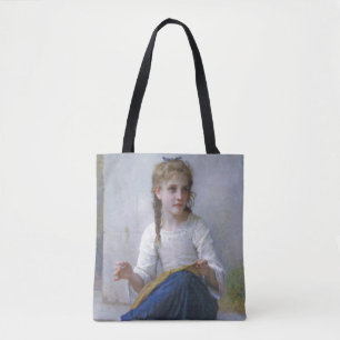Girl Sewing, Bouguereau Tygkasse