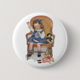 Girl Sewing Dollies Knapp