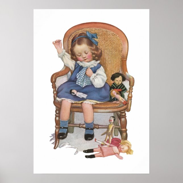Girl Sewing Dollies Poster (Framsidan)