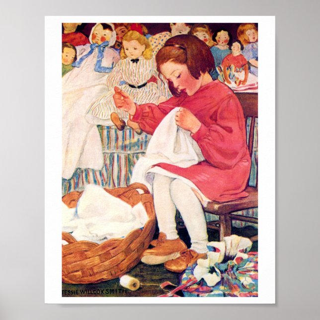 Girl Sewing, Jessie Willcox Smith Poster (Framsidan)
