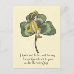 Girl Sitta on Shamrock Vykort