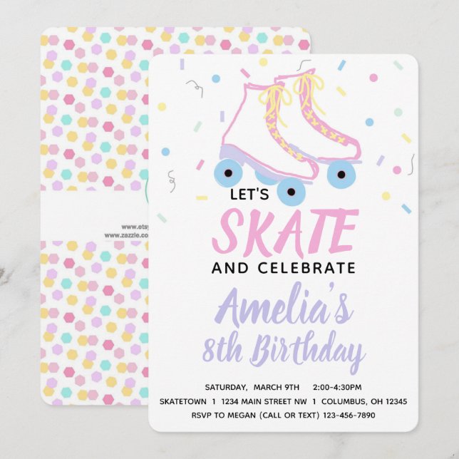 Girl Skate Födelsedagsfest inbjudan (Fram/baksida)