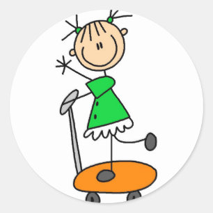 Girl Skateboarding Stickers Sticker Runt Klistermärke