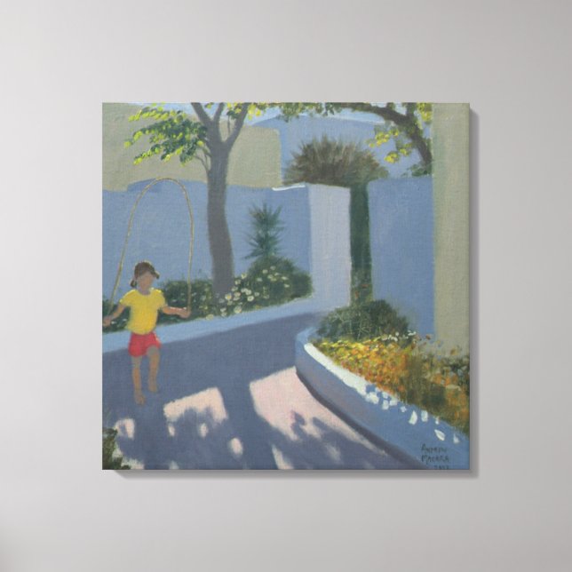 Girl Skipping Santorini 2002 Canvastryck (Framsida)