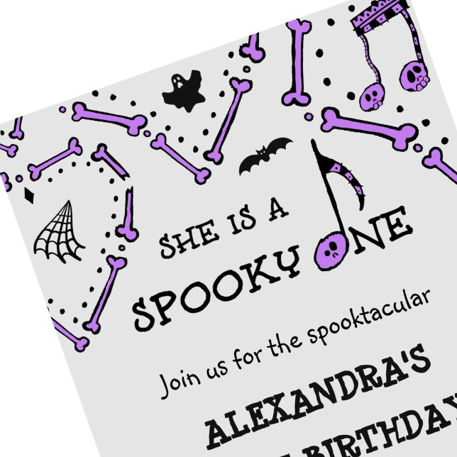Girl Skull Spooky one Halloween 1st-födelsedag Inbjudningar (Halloween-1st-birthday-Invitation-Girl-Skull-Spooky-one-1)