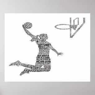 Girl Slam Dunking Basketbal Motivational Ord Art Poster