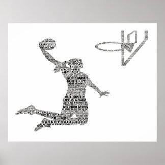 Girl Slam Dunking Basketbal Motivational Ord Art Poster