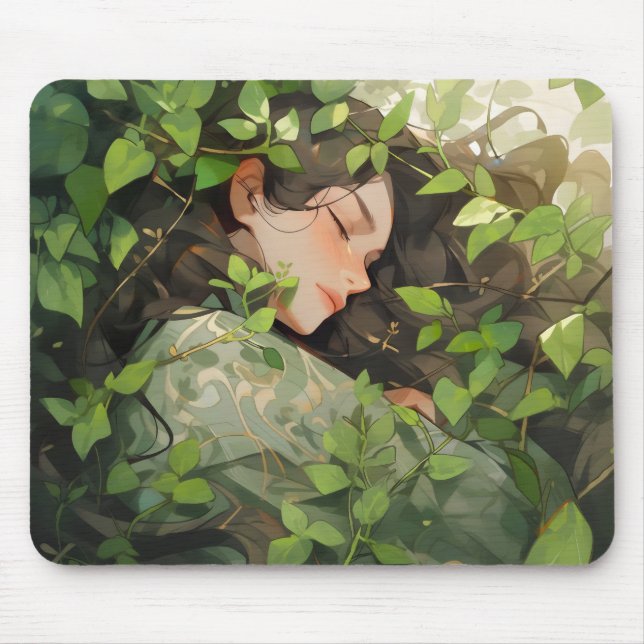 Girl Sleeping in Forest Anime Musmatta (Framsidan)